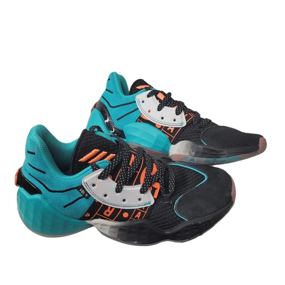 Adidas James Harden Vol. 4 Basketball Shoes Kids Sz‎ 4 Teal Black Orange FW4340